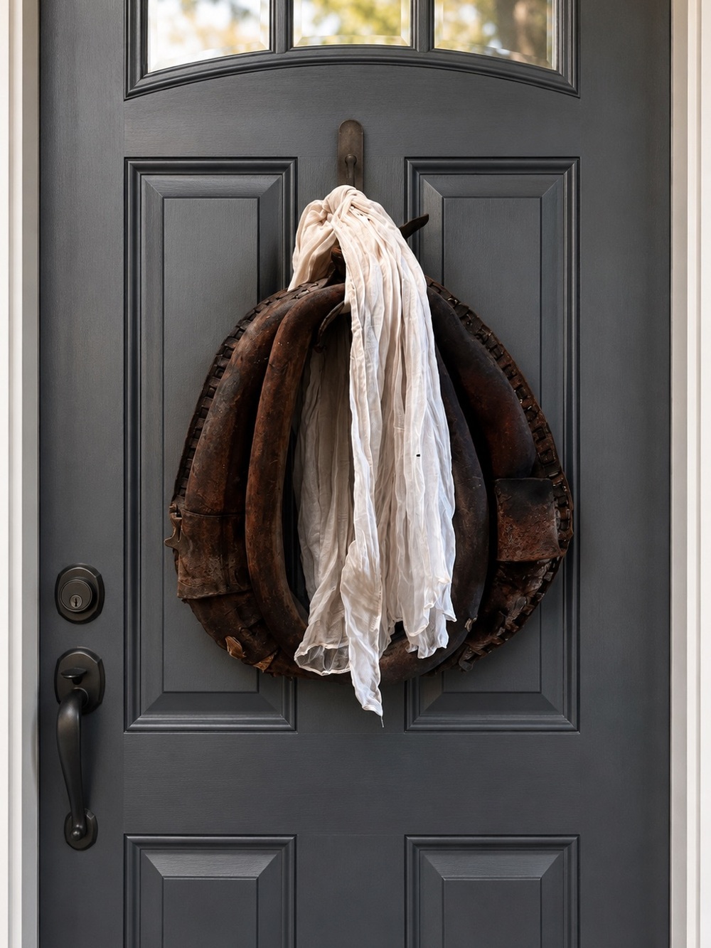 Authentic antique horse collar repurposed into a beautiful rustic farmhouse